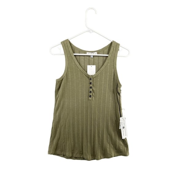 Another Love Tops - Another Love Women's Ribbed Green Tank Top NWT Size L